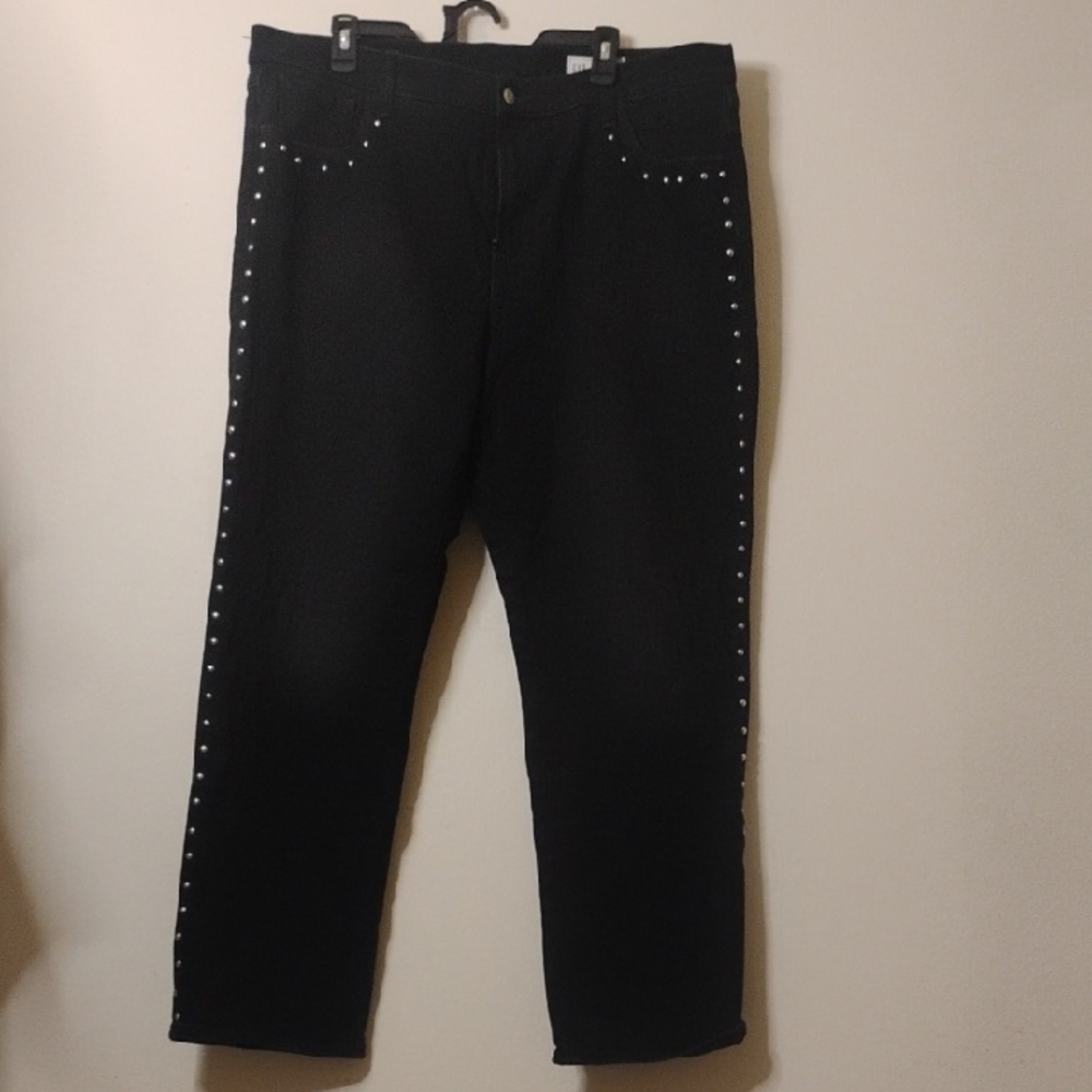 GAP Black Straight Leg Jeans with Stud Details